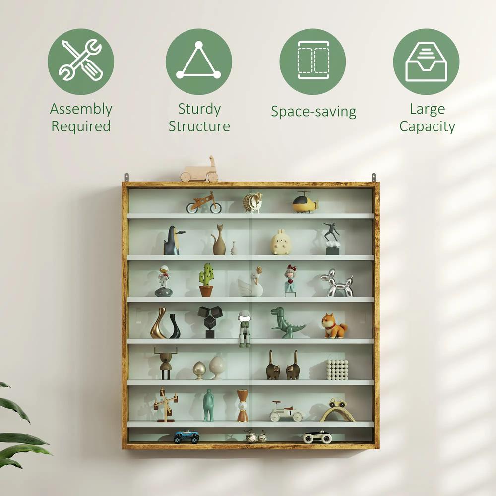 HOMCOM Six Shelf Display Cabinet, with Glass Doors Additional View 60