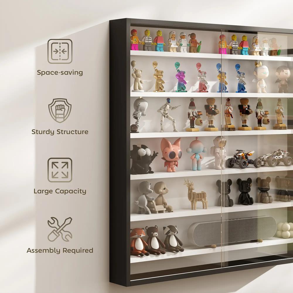 HOMCOM Six Shelf Display Cabinet, with Glass Doors Additional View 6
