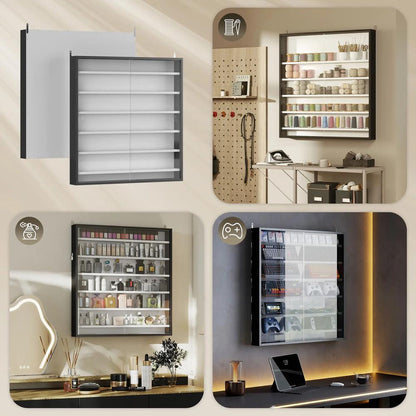 HOMCOM Six Shelf Display Cabinet, with Glass Doors Additional View 7