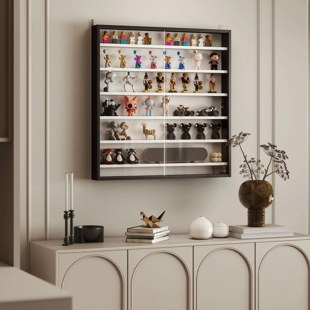 HOMCOM Six Shelf Display Cabinet, with Glass Doors Additional View 8