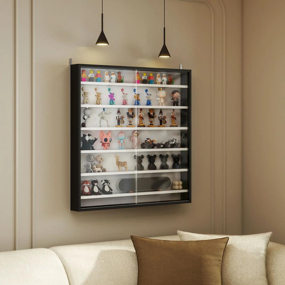 HOMCOM Six Shelf Display Cabinet, with Glass Doors Additional View 10