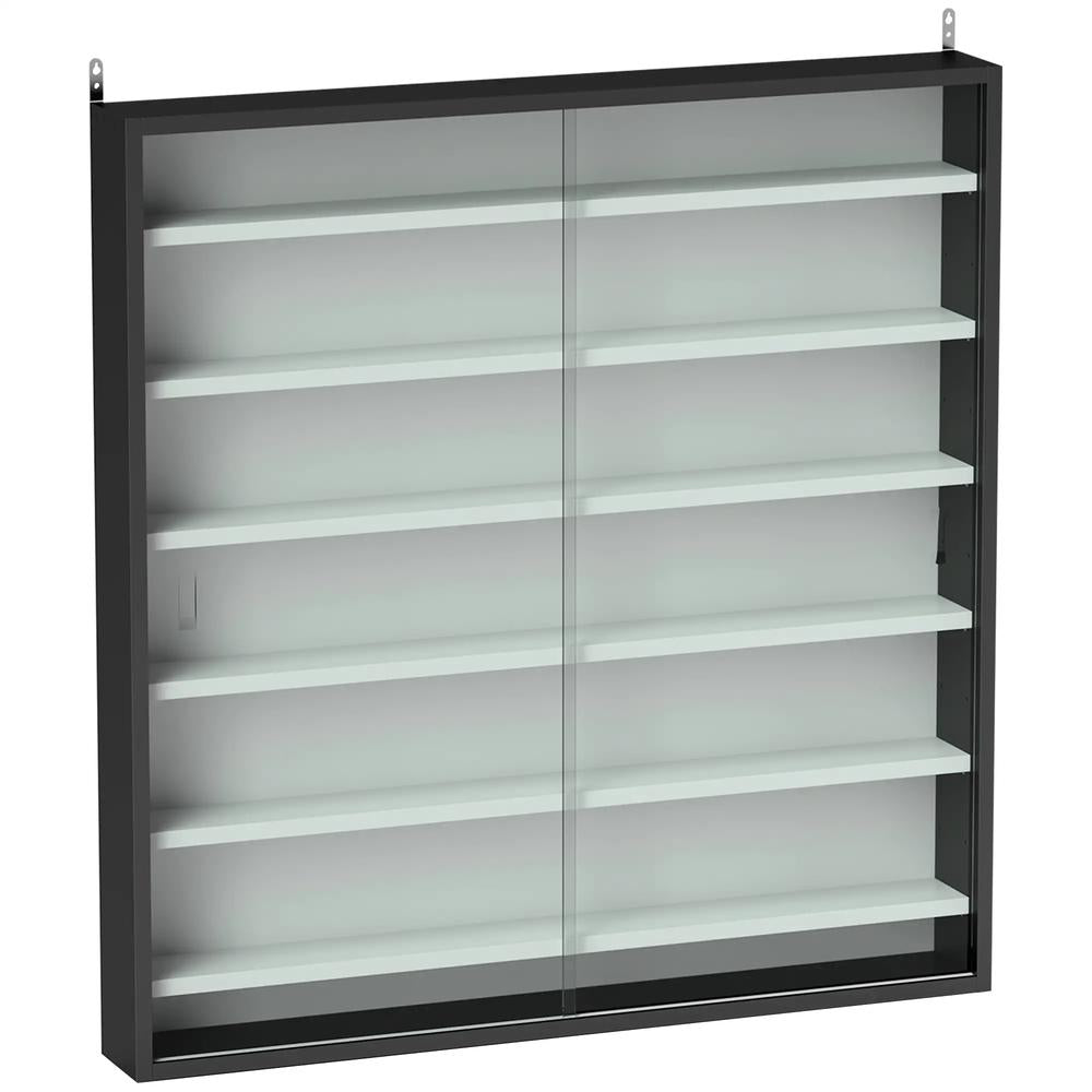 HOMCOM Six Shelf Display Cabinet, with Glass Doors