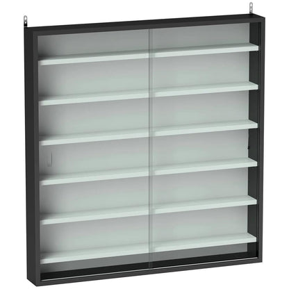 HOMCOM Six Shelf Display Cabinet, with Glass Doors
