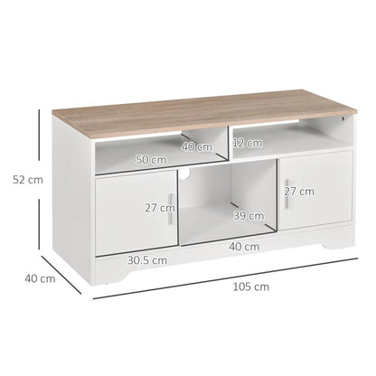 HOMCOM TV Stand Cabinet up to 50", Modern TV Unit with Storage, Open Shelves and Cable Management for Living Room, Bedroom, White Additional View 3