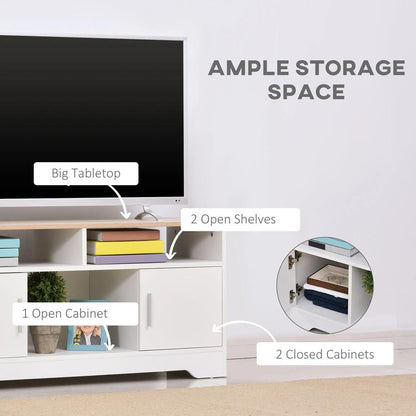 HOMCOM TV Stand Cabinet up to 50", Modern TV Unit with Storage, Open Shelves and Cable Management for Living Room, Bedroom, White Additional View 4