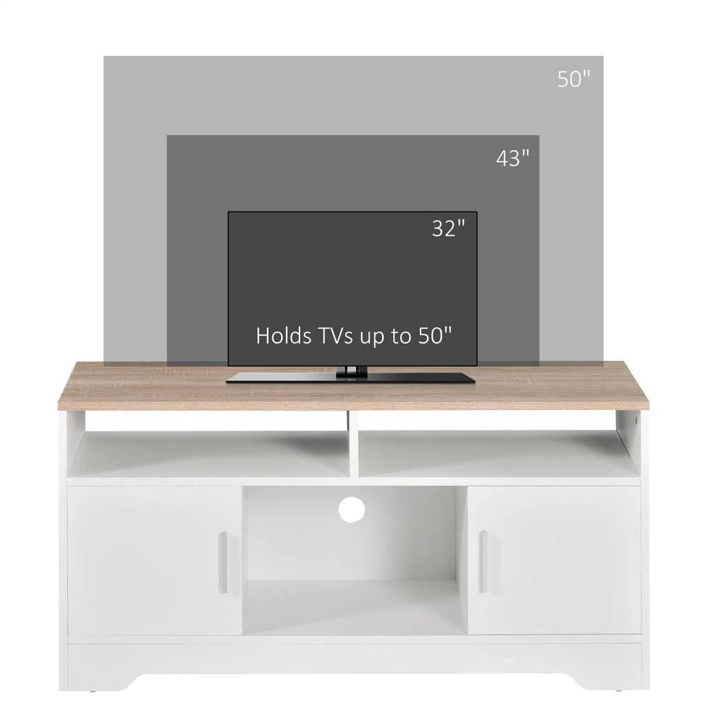 HOMCOM TV Stand Cabinet up to 50", Modern TV Unit with Storage, Open Shelves and Cable Management for Living Room, Bedroom, White Additional View 7