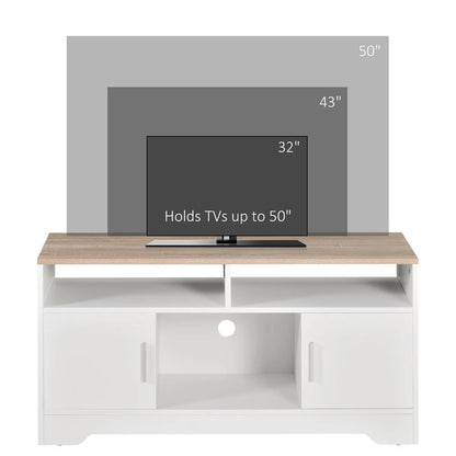 HOMCOM TV Stand Cabinet up to 50", Modern TV Unit with Storage, Open Shelves and Cable Management for Living Room, Bedroom, White Additional View 7