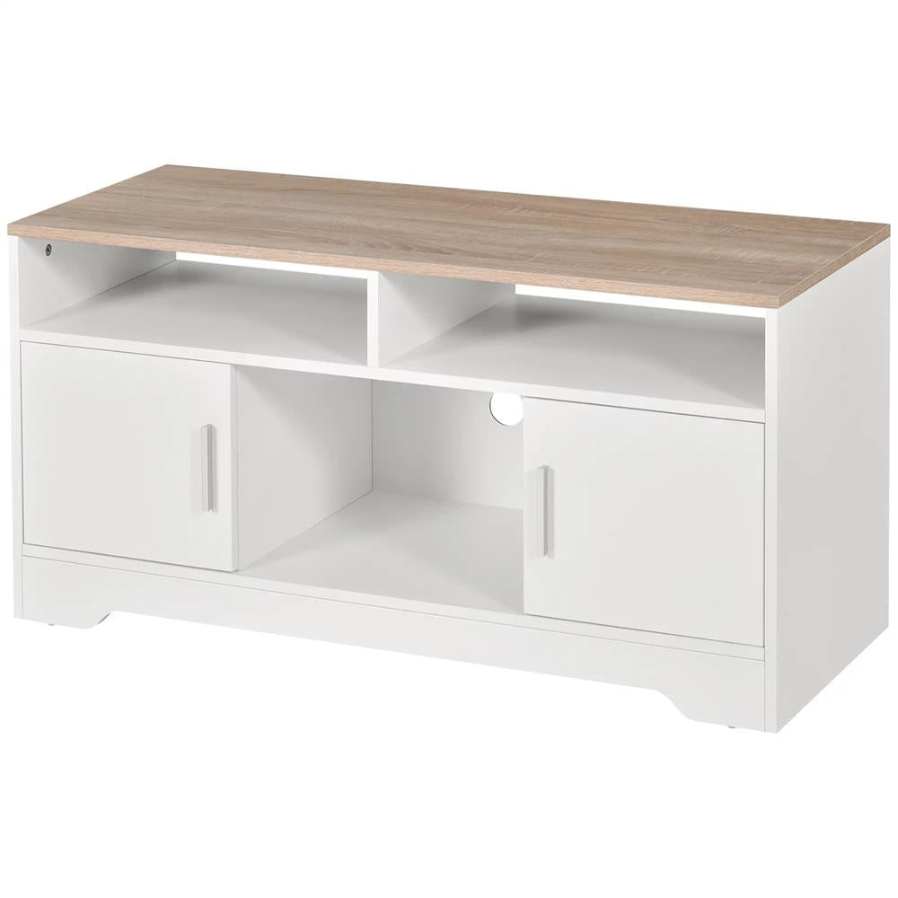 HOMCOM TV Stand Cabinet up to 50", Modern TV Unit with Storage, Open Shelves and Cable Management for Living Room, Bedroom, White Additional View 10