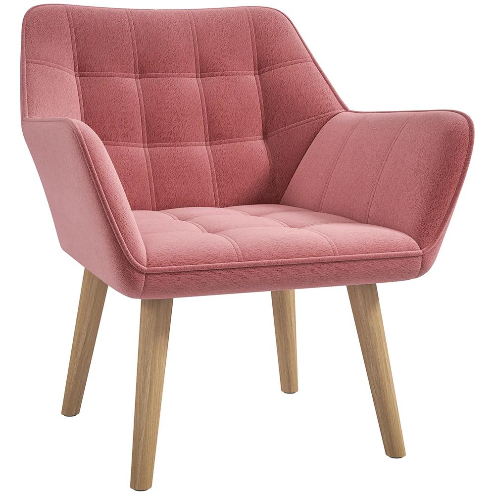 HOMCOM Accent Chair, Arm Chair with Wide Arms, Slanted Back, Thick Padding and Rubber Wooden Legs for Living Room Additional View 12