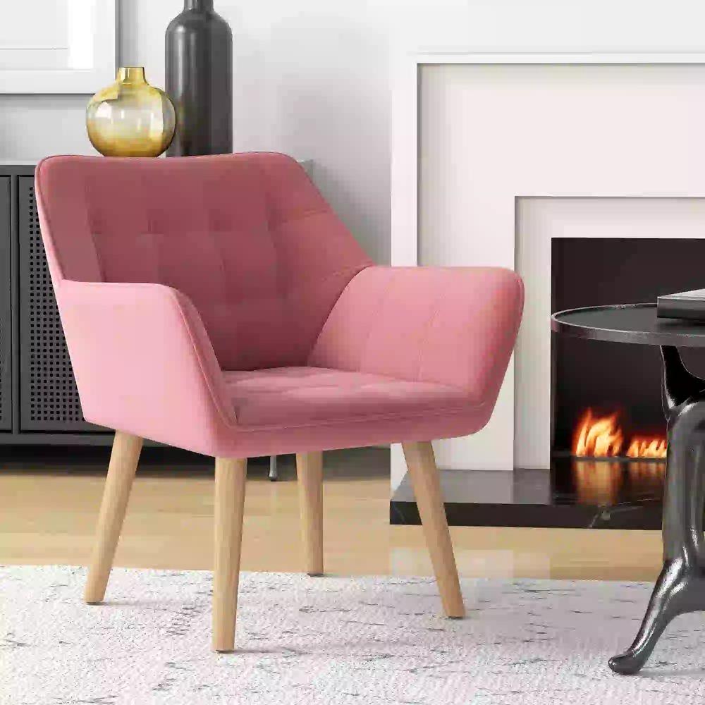 HOMCOM Accent Chair, Arm Chair with Wide Arms, Slanted Back, Thick Padding and Rubber Wooden Legs for Living Room Additional View 13
