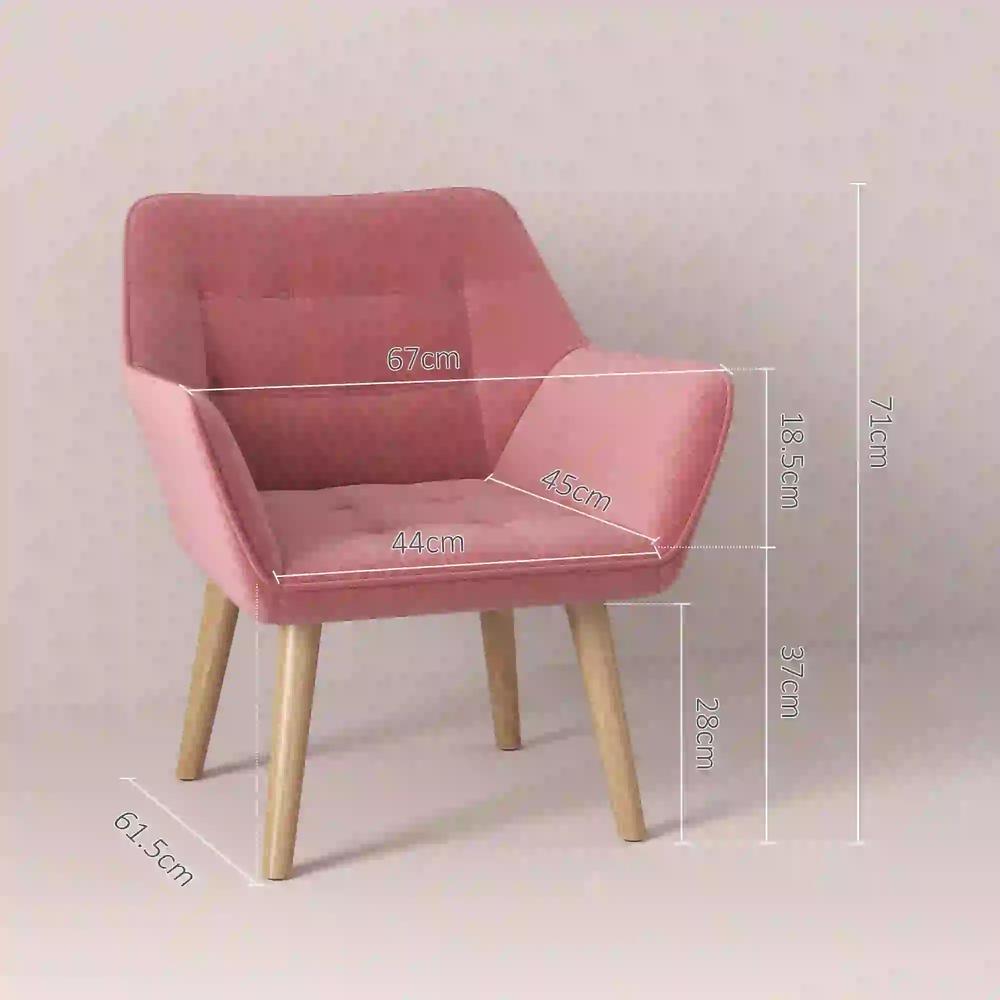 HOMCOM Accent Chair, Arm Chair with Wide Arms, Slanted Back, Thick Padding and Rubber Wooden Legs for Living Room Additional View 14