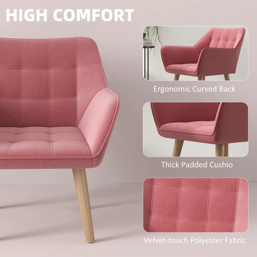 HOMCOM Accent Chair, Arm Chair with Wide Arms, Slanted Back, Thick Padding and Rubber Wooden Legs for Living Room Additional View 15