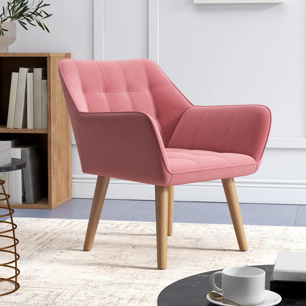 HOMCOM Accent Chair, Arm Chair with Wide Arms, Slanted Back, Thick Padding and Rubber Wooden Legs for Living Room Additional View 18