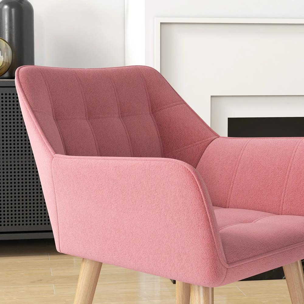HOMCOM Accent Chair, Arm Chair with Wide Arms, Slanted Back, Thick Padding and Rubber Wooden Legs for Living Room Additional View 19