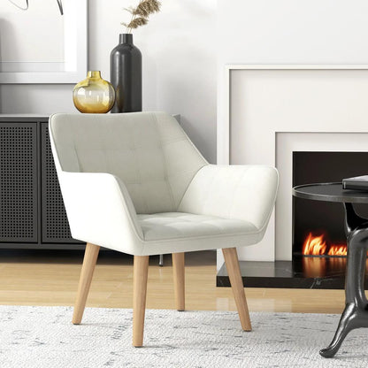 HOMCOM Accent Chair, Arm Chair with Wide Arms, Slanted Back, Thick Padding and Rubber Wooden Legs for Living Room Additional View 2