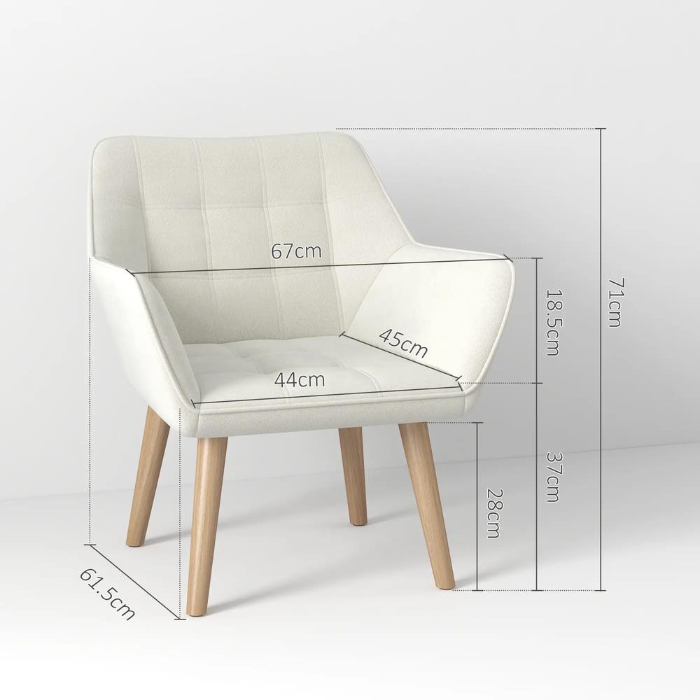 HOMCOM Accent Chair, Arm Chair with Wide Arms, Slanted Back, Thick Padding and Rubber Wooden Legs for Living Room Additional View 3