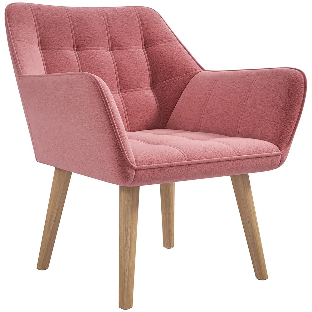 HOMCOM Accent Chair, Arm Chair with Wide Arms, Slanted Back, Thick Padding and Rubber Wooden Legs for Living Room Additional View 22
