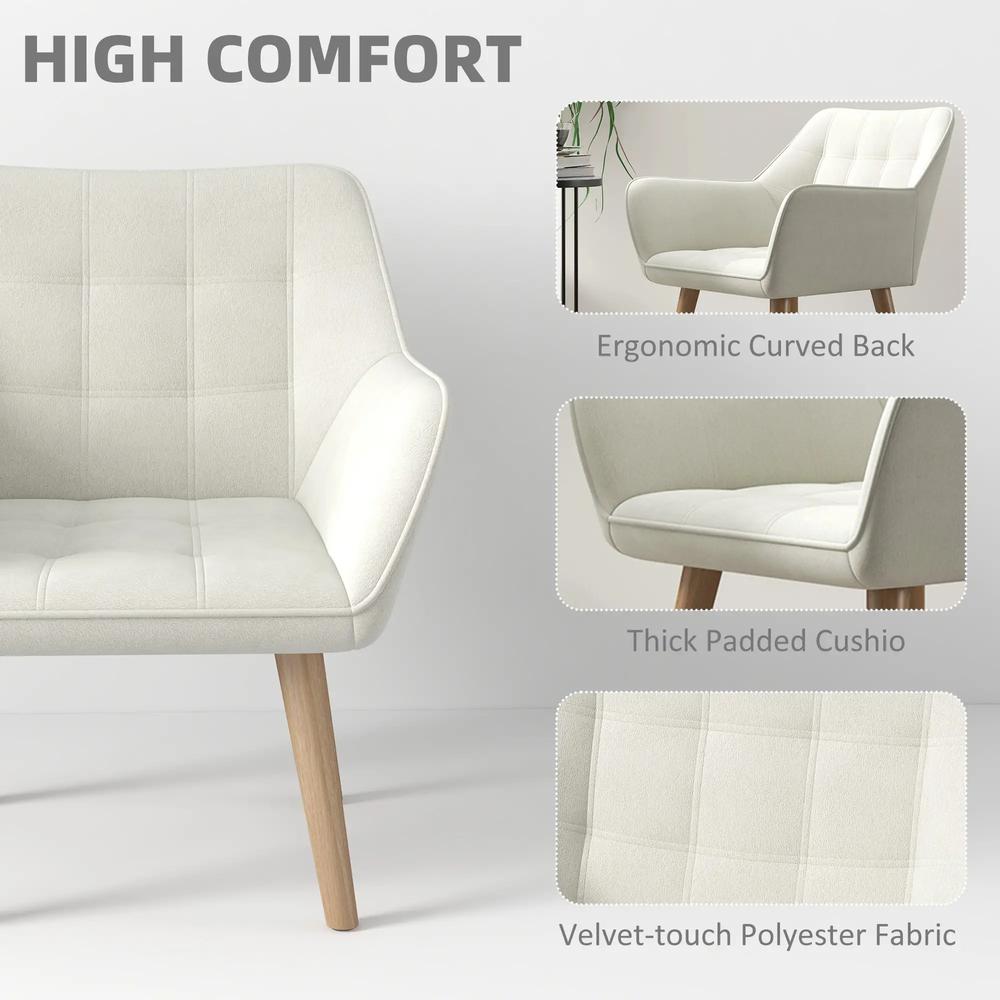 HOMCOM Accent Chair, Arm Chair with Wide Arms, Slanted Back, Thick Padding and Rubber Wooden Legs for Living Room Additional View 4