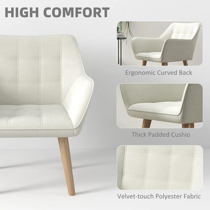 HOMCOM Accent Chair, Arm Chair with Wide Arms, Slanted Back, Thick Padding and Rubber Wooden Legs for Living Room Additional View 4