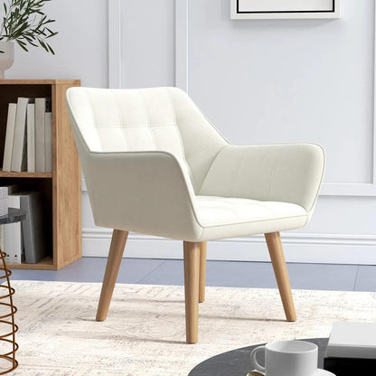 HOMCOM Accent Chair, Arm Chair with Wide Arms, Slanted Back, Thick Padding and Rubber Wooden Legs for Living Room Additional View 7