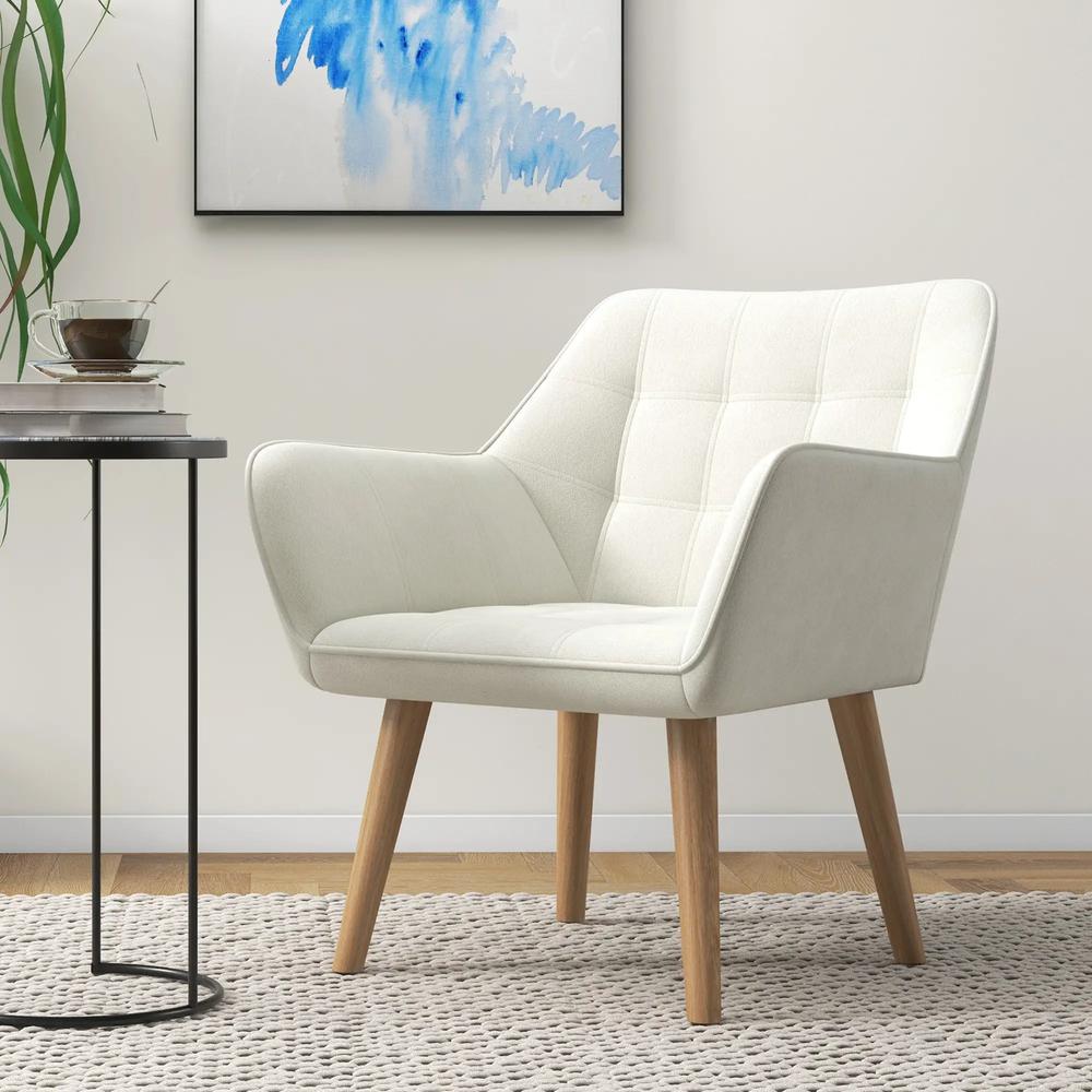 HOMCOM Accent Chair, Arm Chair with Wide Arms, Slanted Back, Thick Padding and Rubber Wooden Legs for Living Room Additional View 10