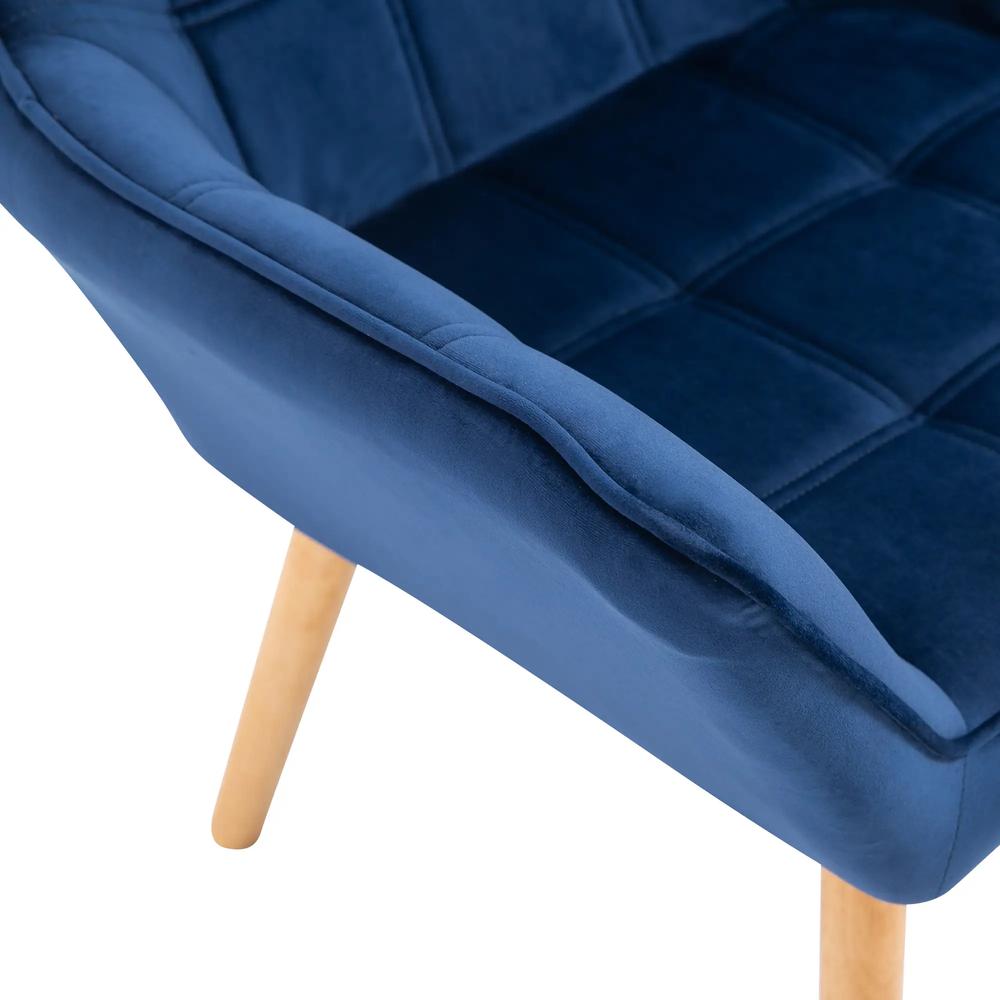 HOMCOM Armchair Accent Chair Wide Arms Slanted Back Padding Steel Frame Wooden Legs Home Bedroom Furniture Seating Blue Additional View 8
