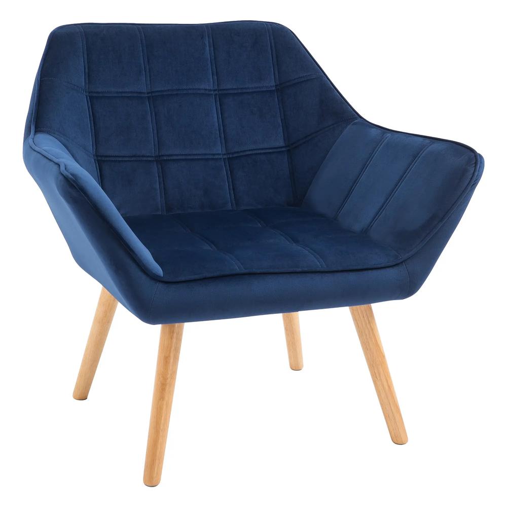 HOMCOM Armchair Accent Chair Wide Arms Slanted Back Padding Steel Frame Wooden Legs Home Bedroom Furniture Seating Blue Additional View 10