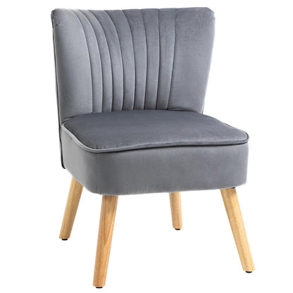 HOMCOM Modern Accent Chair, Fabric Living Room Chair with Rubber Wood Legs and Thick Padding Additional View 11