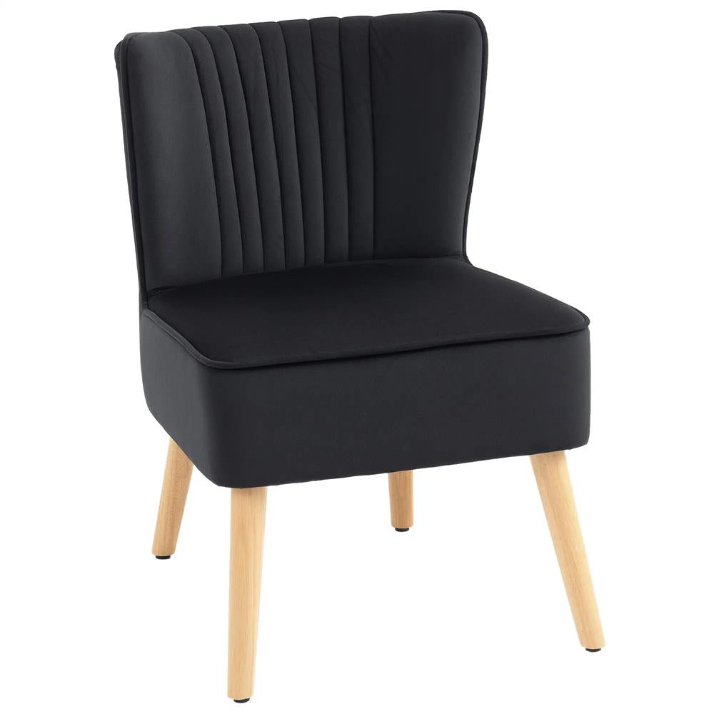 HOMCOM Modern Accent Chair, Fabric Living Room Chair with Rubber Wood Legs and Thick Padding Additional View 12