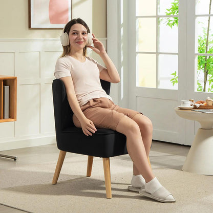 HOMCOM Modern Accent Chair, Fabric Living Room Chair with Rubber Wood Legs and Thick Padding Additional View 13