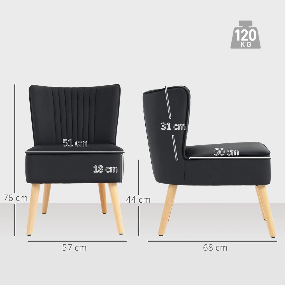 HOMCOM Modern Accent Chair, Fabric Living Room Chair with Rubber Wood Legs and Thick Padding Additional View 14
