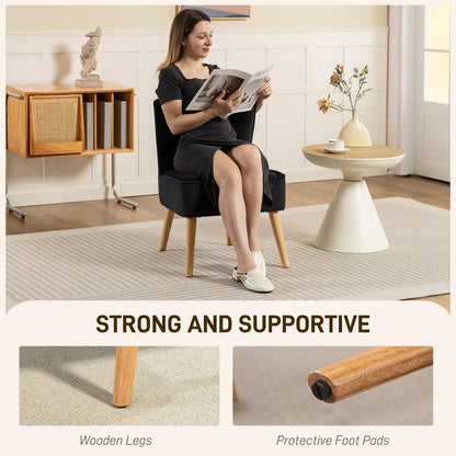 HOMCOM Modern Accent Chair, Fabric Living Room Chair with Rubber Wood Legs and Thick Padding Additional View 15