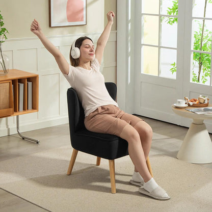 HOMCOM Modern Accent Chair, Fabric Living Room Chair with Rubber Wood Legs and Thick Padding Additional View 17