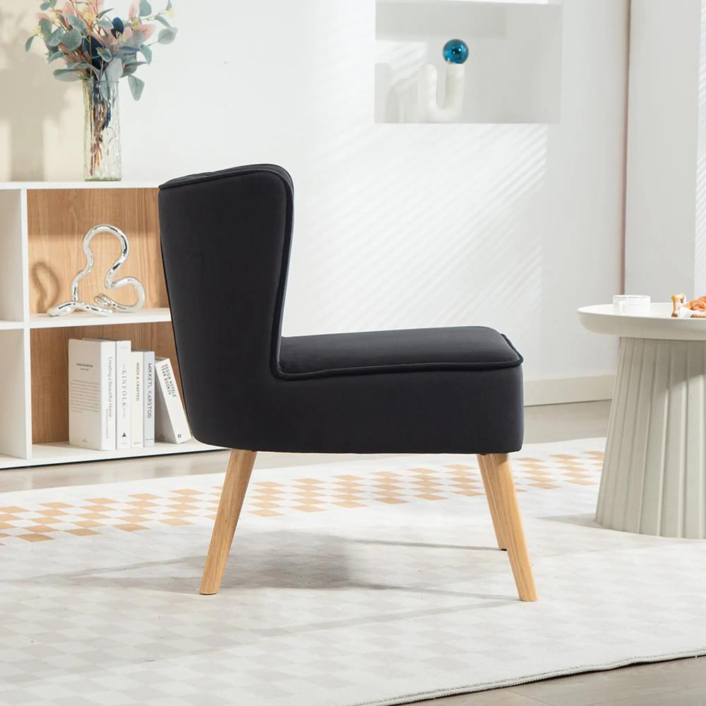 HOMCOM Modern Accent Chair, Fabric Living Room Chair with Rubber Wood Legs and Thick Padding Additional View 18