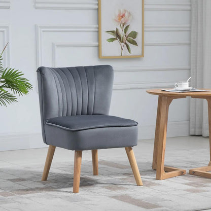 HOMCOM Modern Accent Chair, Fabric Living Room Chair with Rubber Wood Legs and Thick Padding Additional View 2