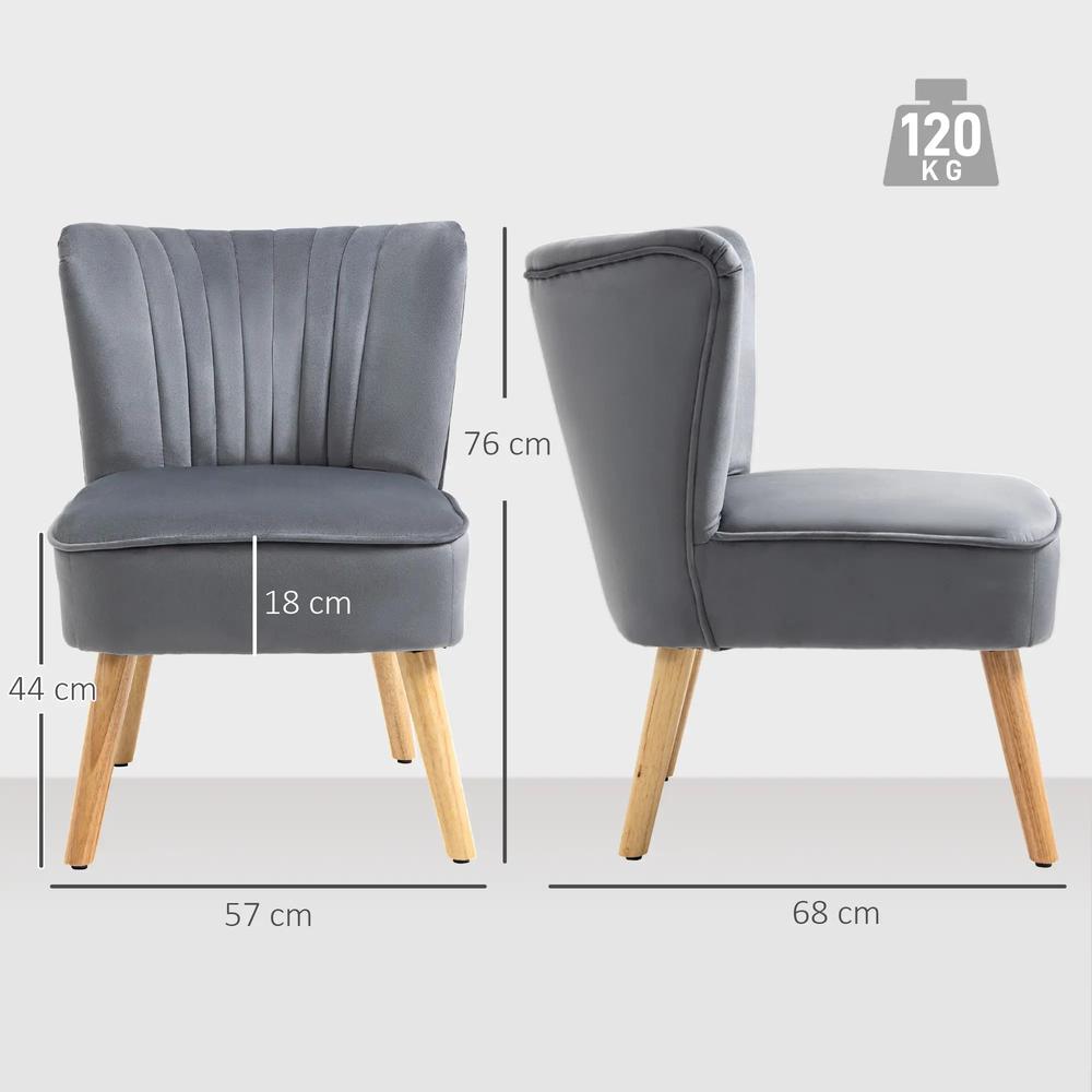 HOMCOM Modern Accent Chair, Fabric Living Room Chair with Rubber Wood Legs and Thick Padding Additional View 3