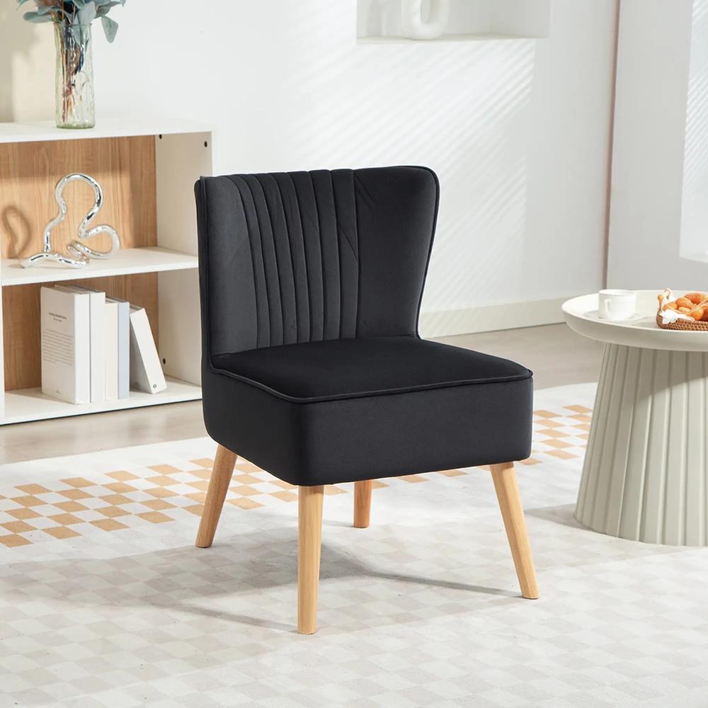 HOMCOM Modern Accent Chair, Fabric Living Room Chair with Rubber Wood Legs and Thick Padding Additional View 21