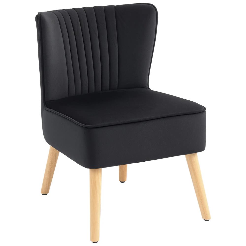 HOMCOM Modern Accent Chair, Fabric Living Room Chair with Rubber Wood Legs and Thick Padding Additional View 22