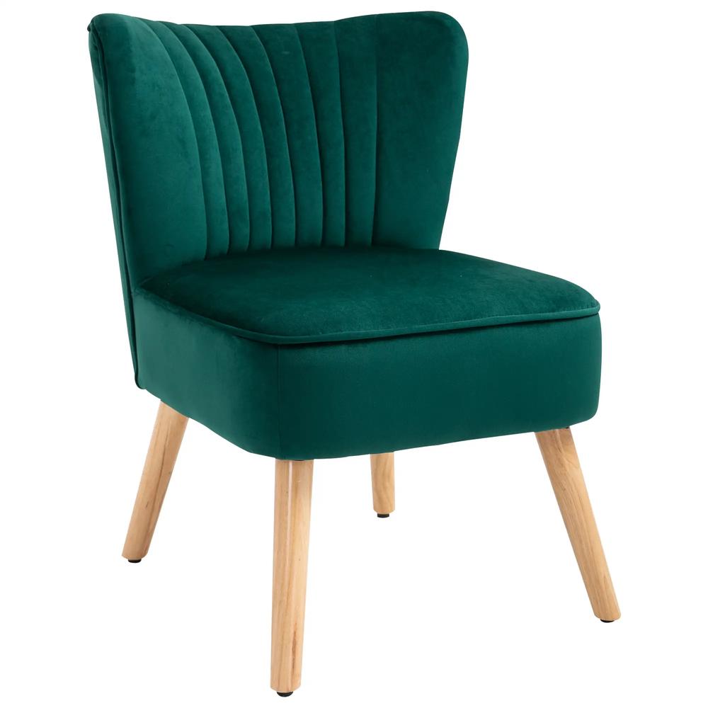 HOMCOM Modern Accent Chair, Fabric Living Room Chair with Rubber Wood Legs and Thick Padding Additional View 23