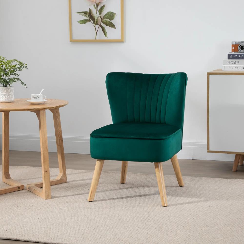 HOMCOM Modern Accent Chair, Fabric Living Room Chair with Rubber Wood Legs and Thick Padding Additional View 24