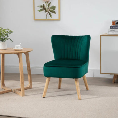 HOMCOM Modern Accent Chair, Fabric Living Room Chair with Rubber Wood Legs and Thick Padding Additional View 24