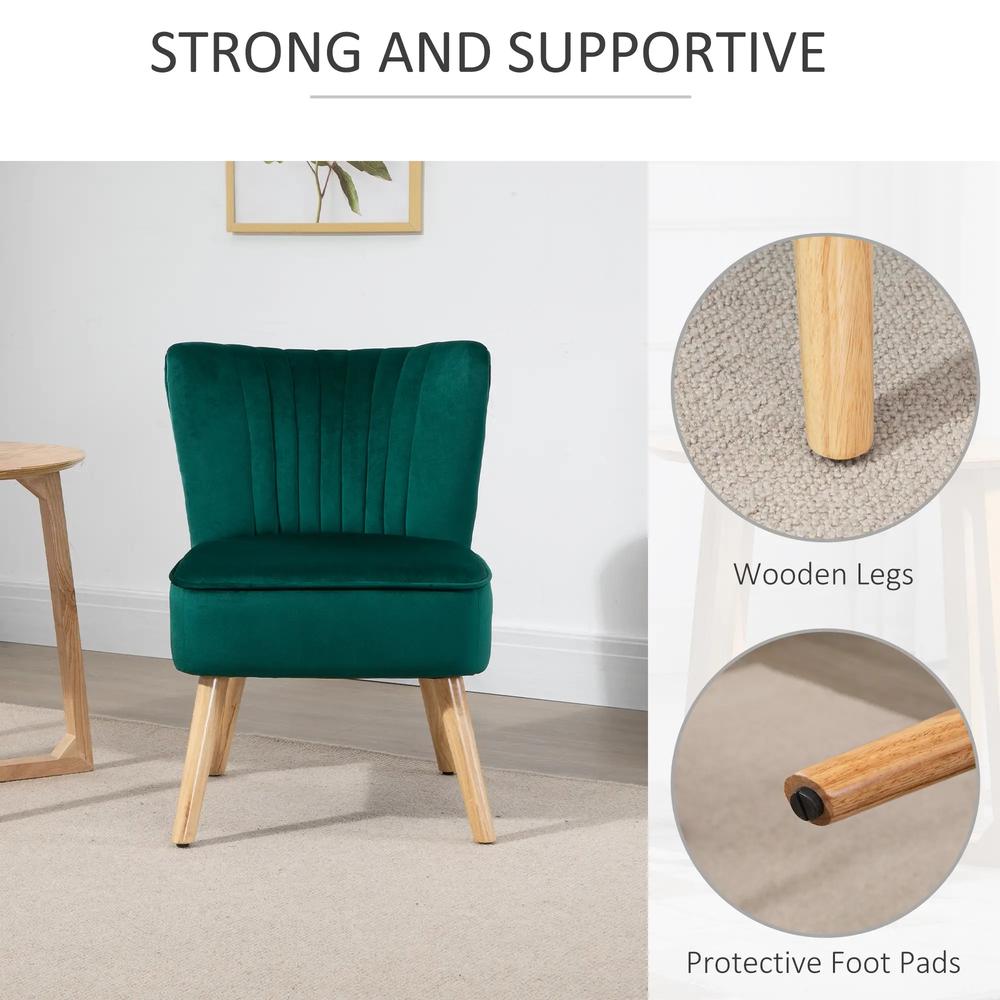 HOMCOM Modern Accent Chair, Fabric Living Room Chair with Rubber Wood Legs and Thick Padding Additional View 26