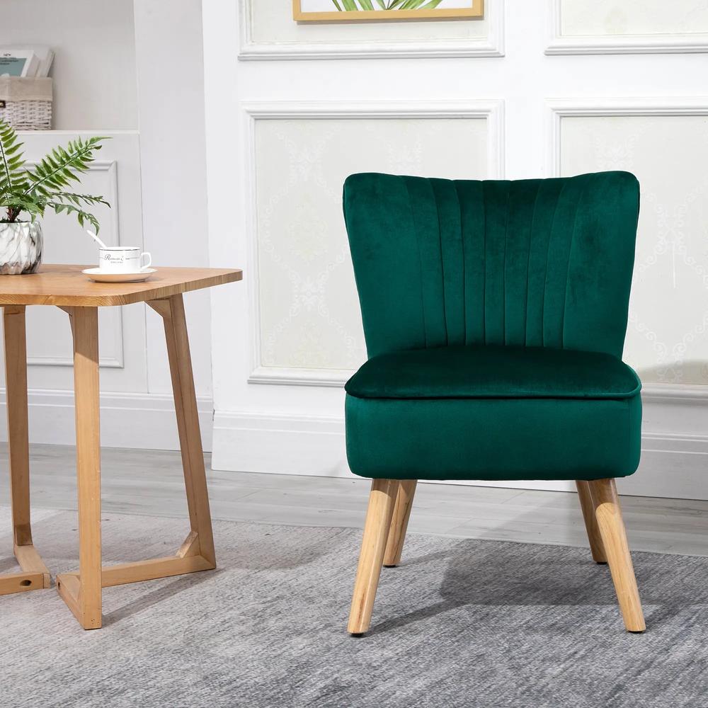 HOMCOM Modern Accent Chair, Fabric Living Room Chair with Rubber Wood Legs and Thick Padding Additional View 32