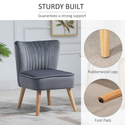 HOMCOM Modern Accent Chair, Fabric Living Room Chair with Rubber Wood Legs and Thick Padding Additional View 4
