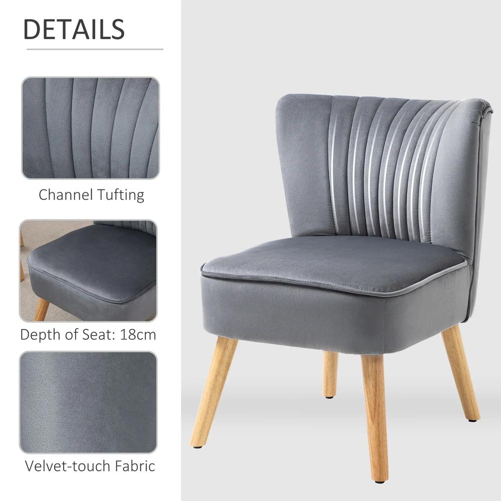 HOMCOM Modern Accent Chair, Fabric Living Room Chair with Rubber Wood Legs and Thick Padding Additional View 5
