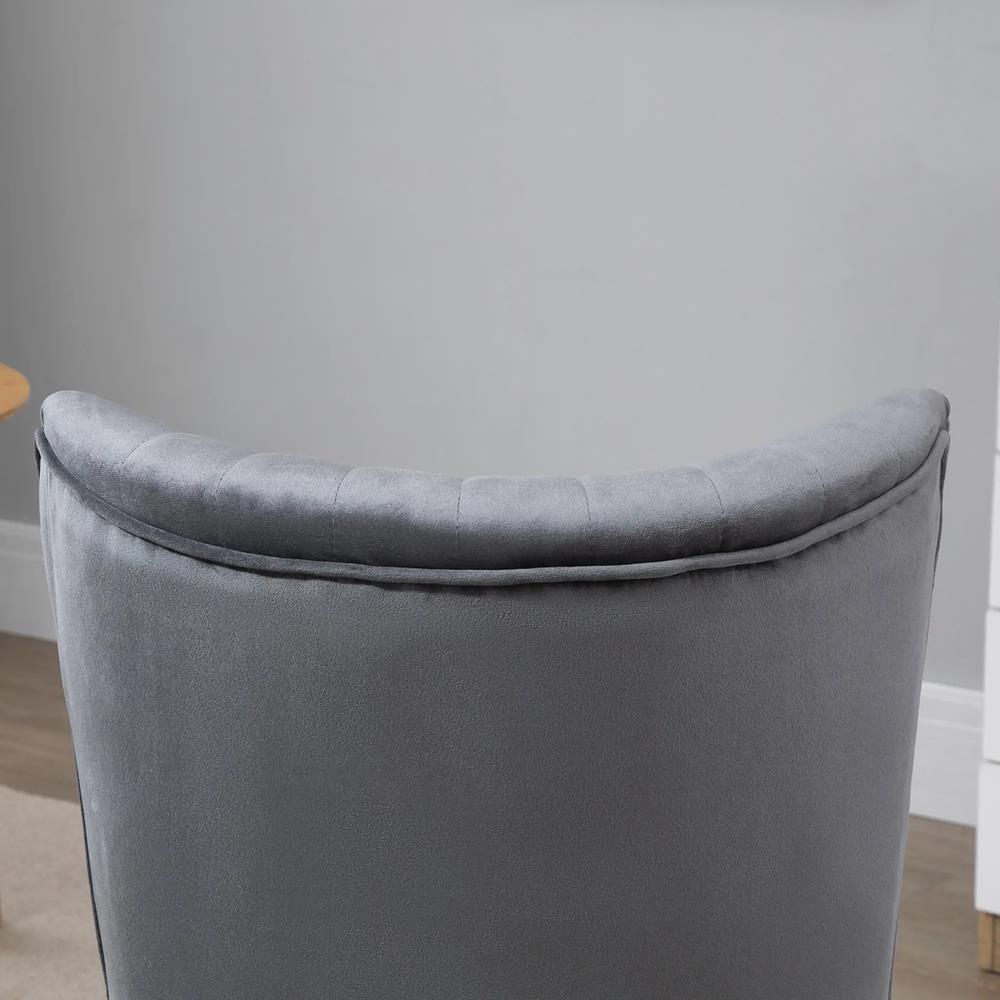 HOMCOM Modern Accent Chair, Fabric Living Room Chair with Rubber Wood Legs and Thick Padding Additional View 7