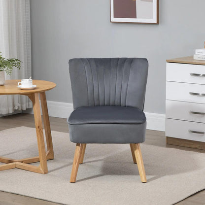 HOMCOM Modern Accent Chair, Fabric Living Room Chair with Rubber Wood Legs and Thick Padding Additional View 8