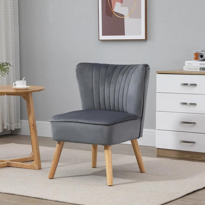 HOMCOM Modern Accent Chair, Fabric Living Room Chair with Rubber Wood Legs and Thick Padding Additional View 10