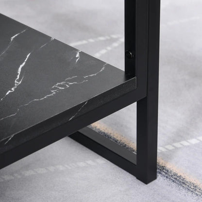 HOMCOM Coffee Table, Two-Tier Faux Marble Effect Centre Table with Metal Frame and Storage Shelf for Living Room, 106 x 50 x 45cm, Black Additional View 8
