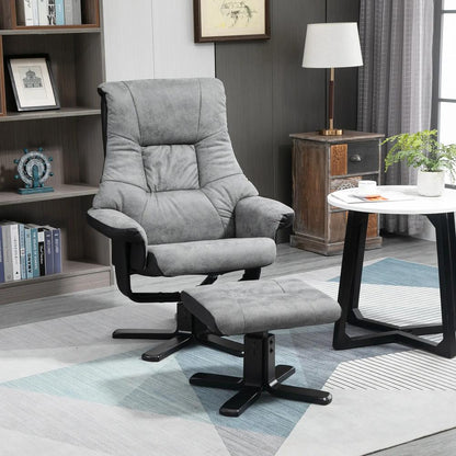 HOMCOM Fabric Recliner Sofa Armchair with footstool Swivel Sofa Grey Additional View 2
